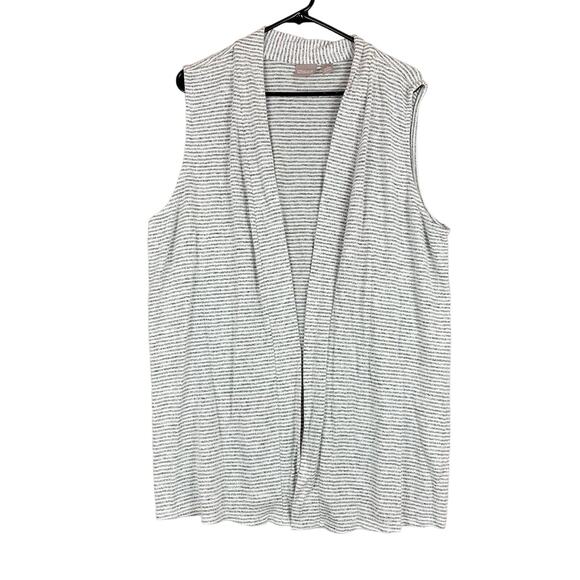 Chicos Womens Sweater Gray Cardigan Open Front Striped Tunic Sleeveless 3 (XL) - Picture 1 of 10